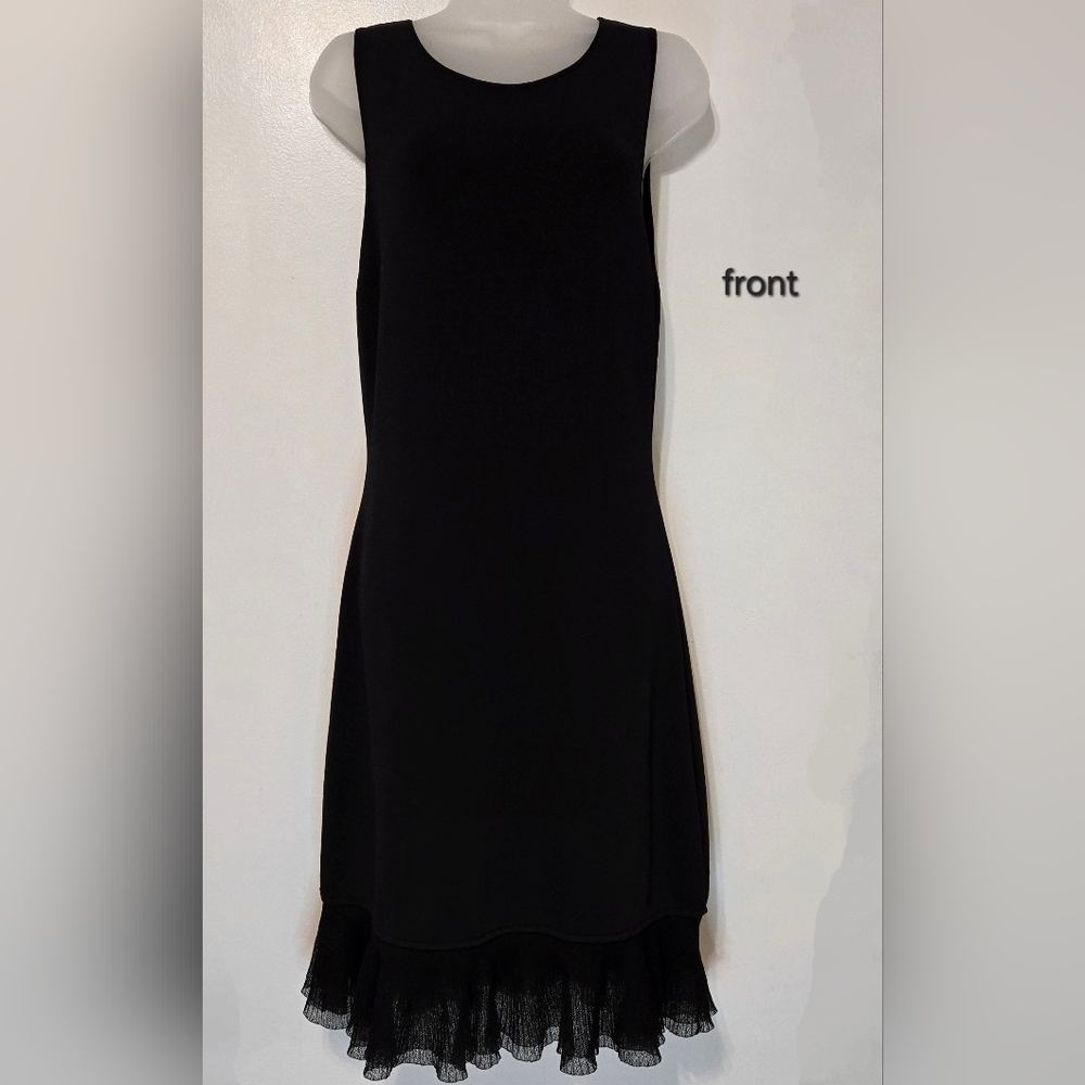 THEORY Torylevina Lustrate ruffle hem knit dress, Medium, Black